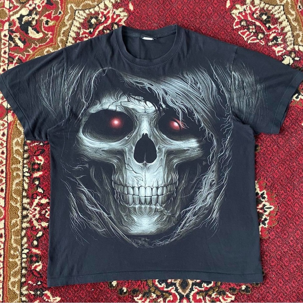 Y2K Gothic Skull AOP Cyber Grunge Graphic Tee jay rock